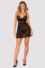 Komplet Chemeris Babydoll – czarny – zdjęcie 3