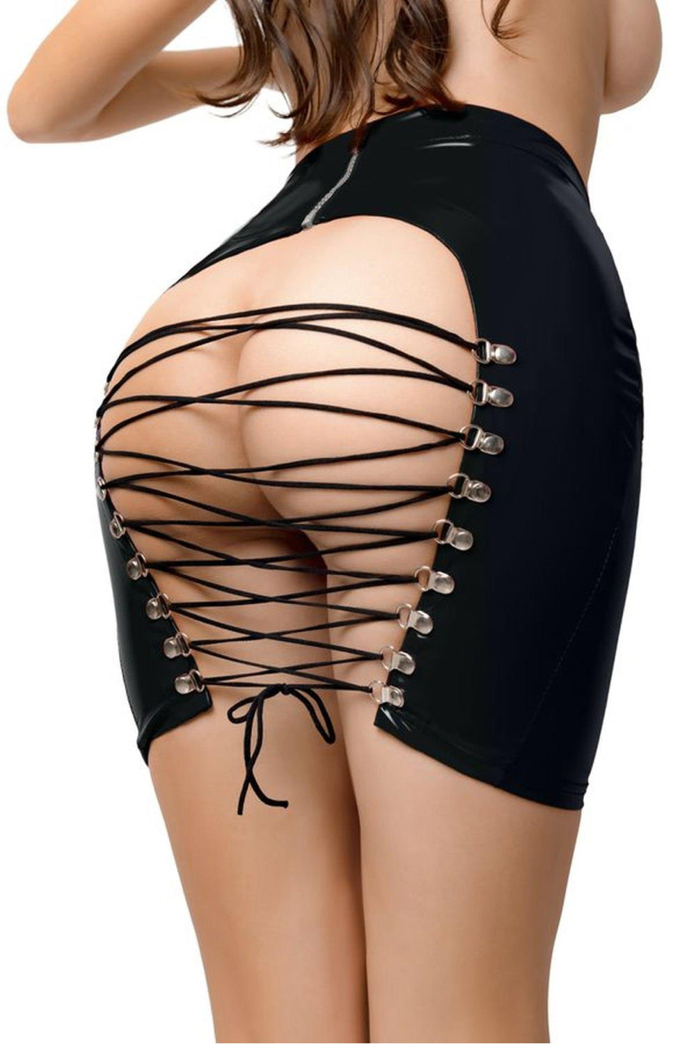 Spódnica Wetlook Leanne – czarny – zdjęcie 2