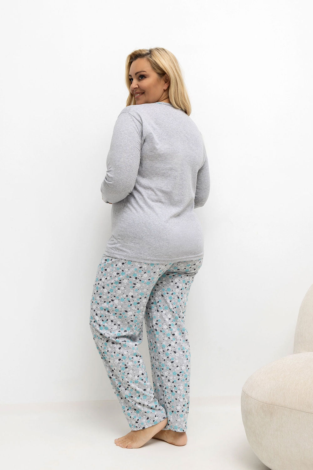 Piżama Plus Size DU-KN-FP-502.97 – szary – zdjęcie 2