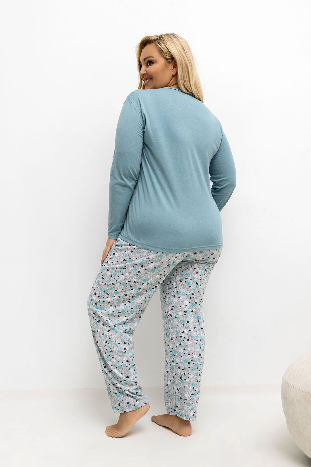 Piżama Plus Size DU-KN-FP-502.97 – ciemny miętowy – zdjęcie 3