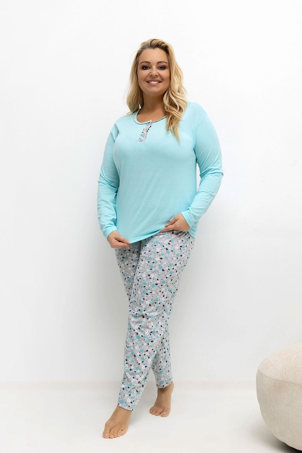 Piżama Plus Size DU-KN-FP-502.97 – miętowy