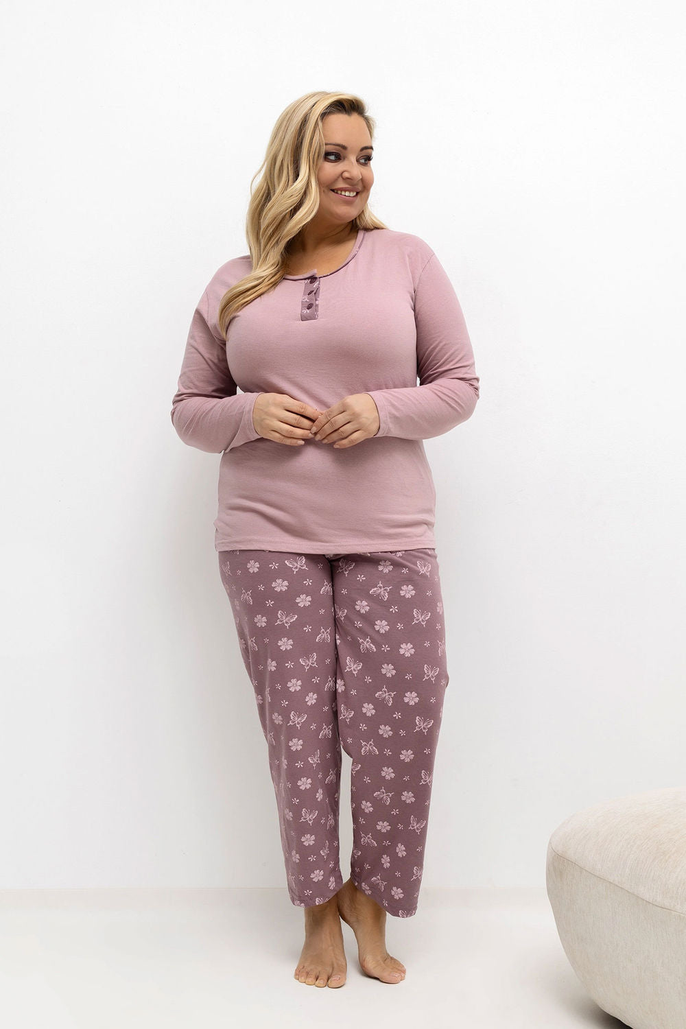 Piżama Plus Size DU-PI-FP-500.25 – jasny różowy