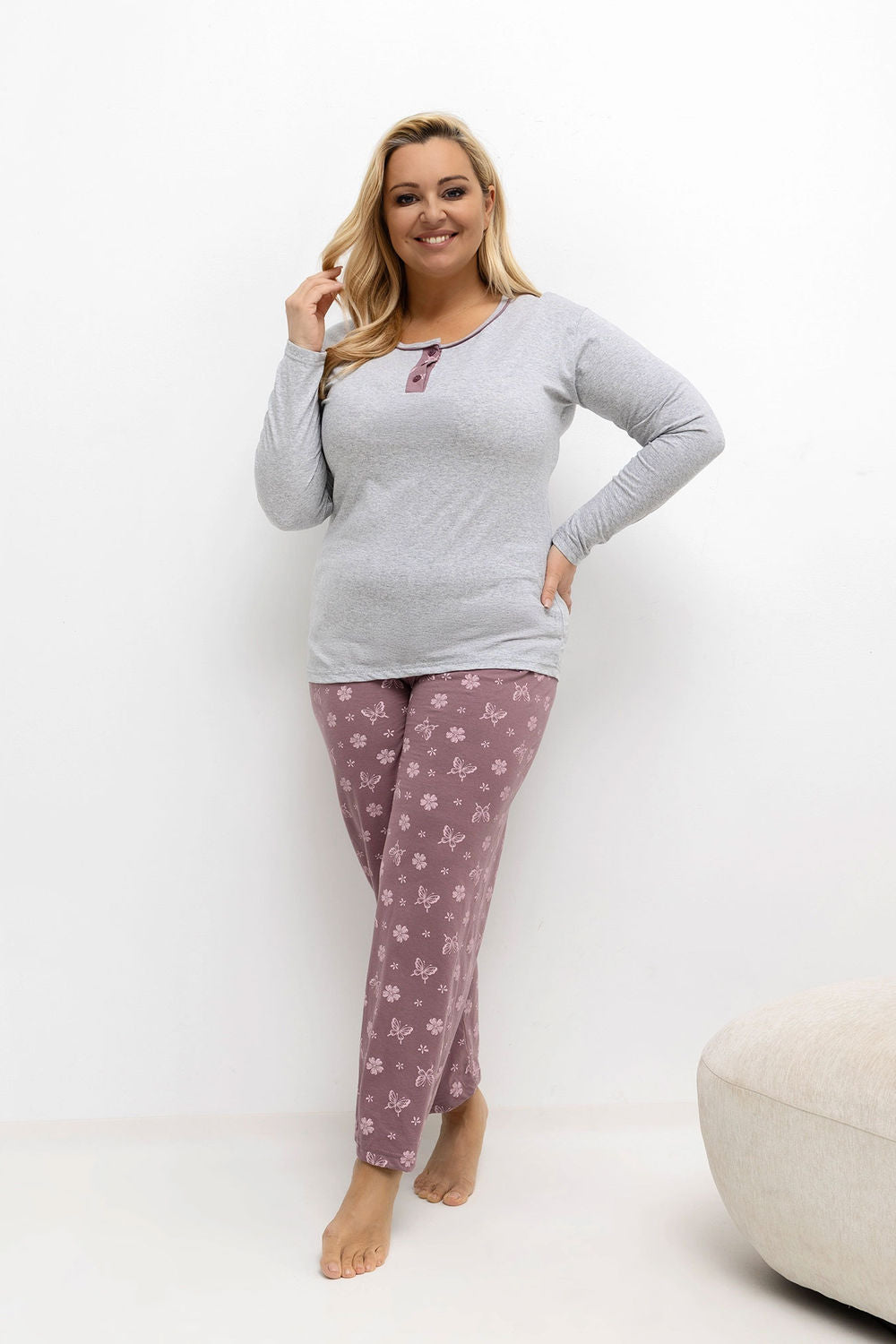 Piżama Plus Size DU-PI-FP-500.25 – szary