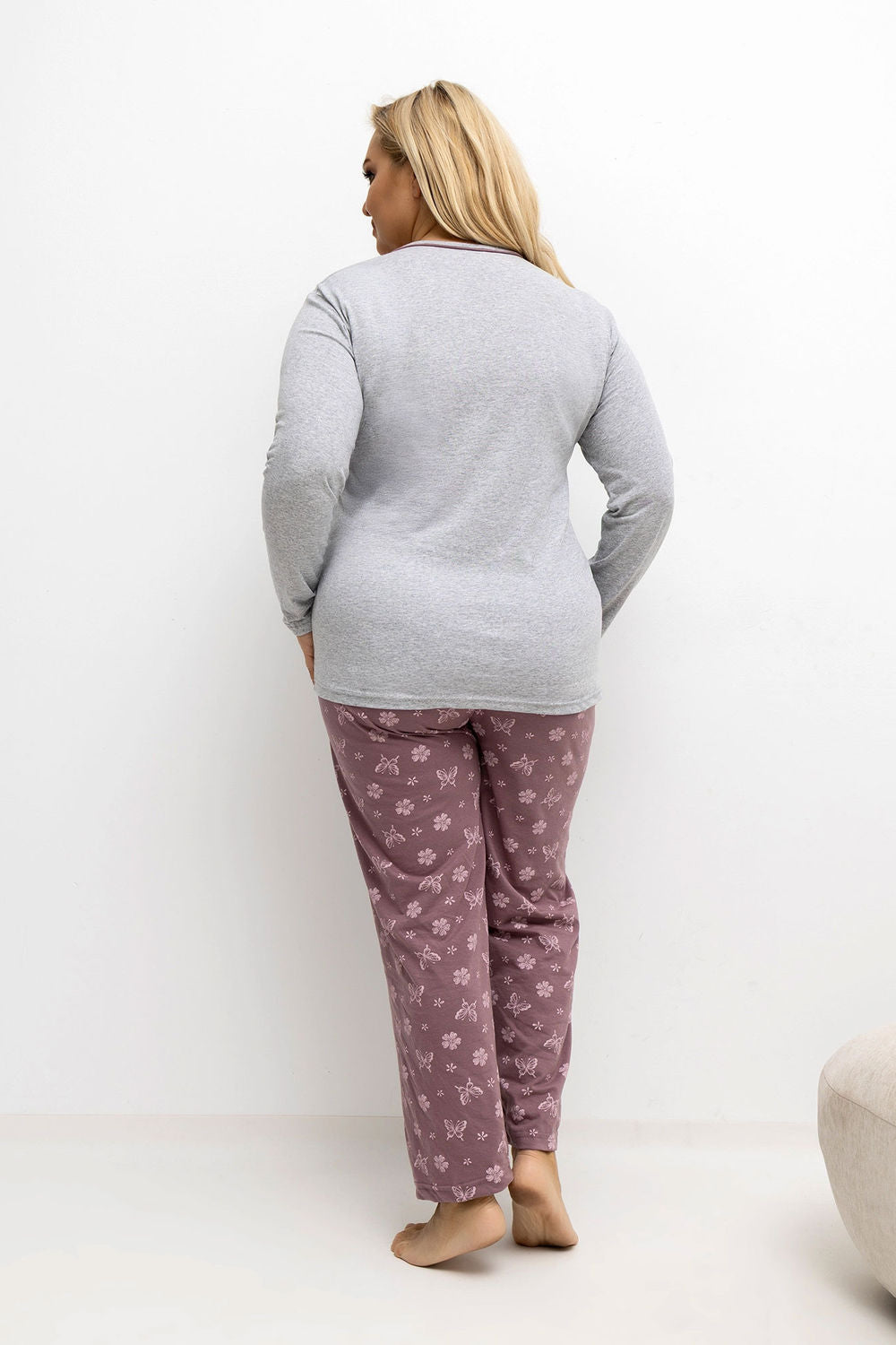 Piżama Plus Size DU-PI-FP-500.25 – szary – zdjęcie 2