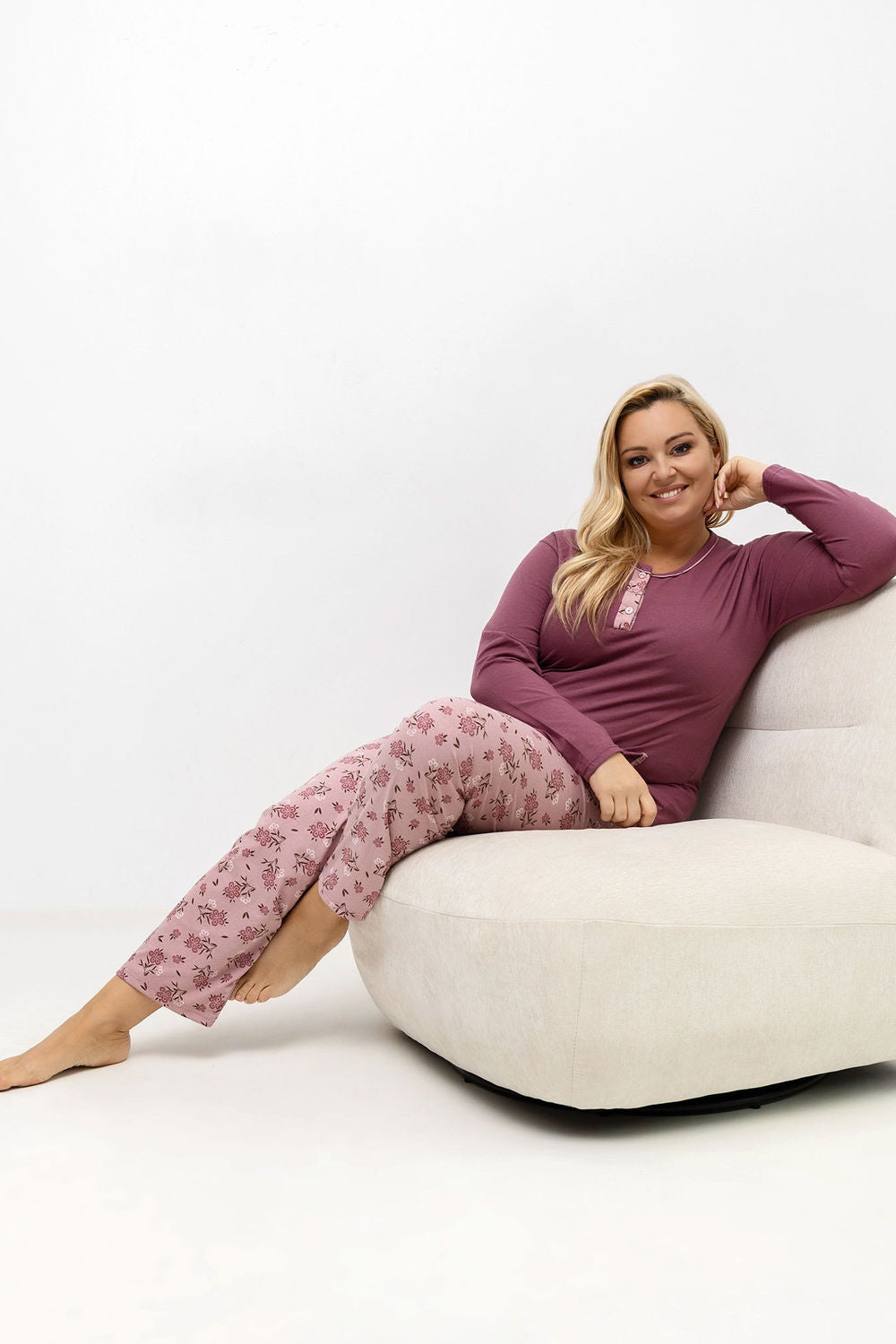 Piżama Plus Size DU-PI-FP-508.57 – ciemny różowy