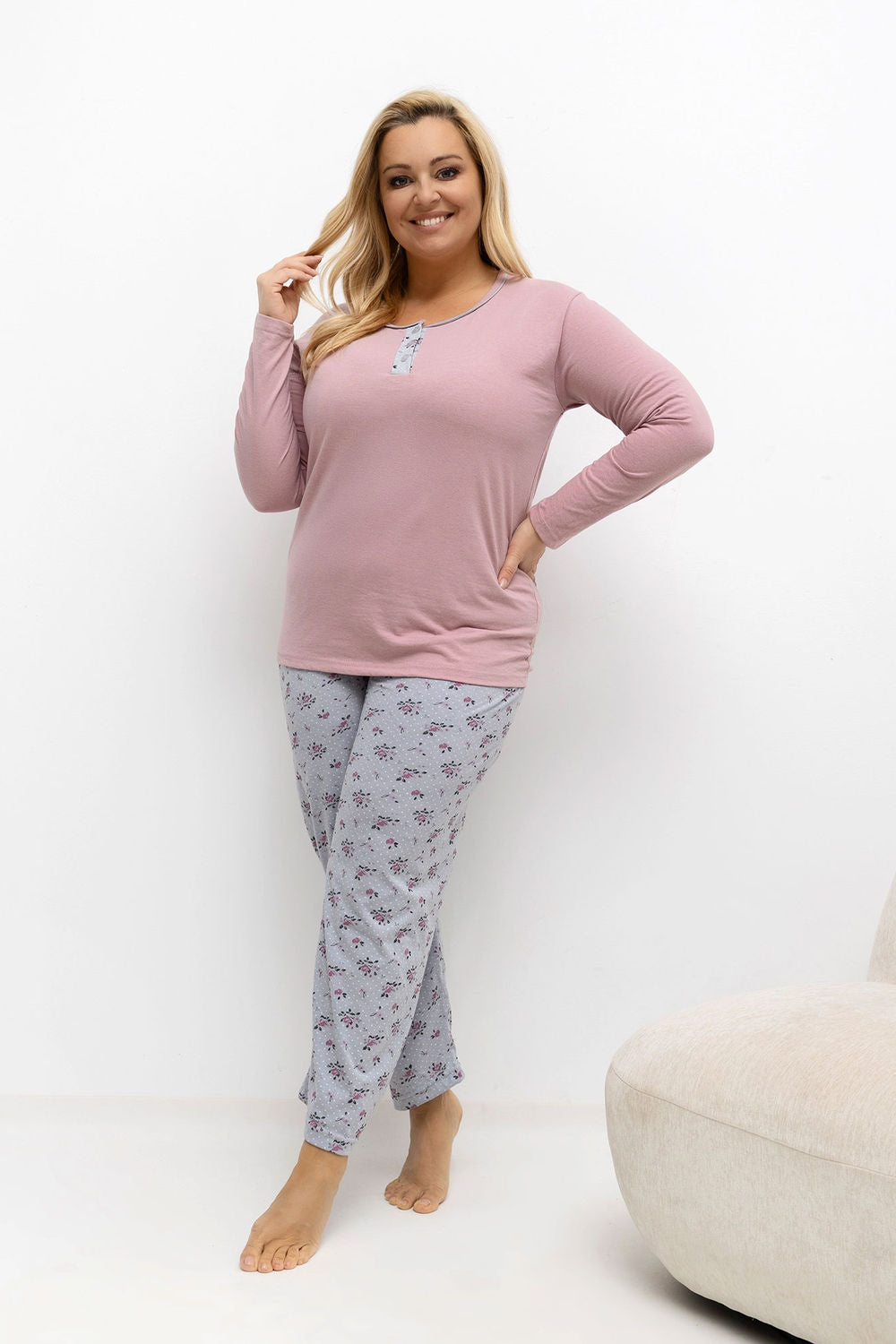 Piżama Plus Size DU-PI-FP-501.22 – ciemny różowy