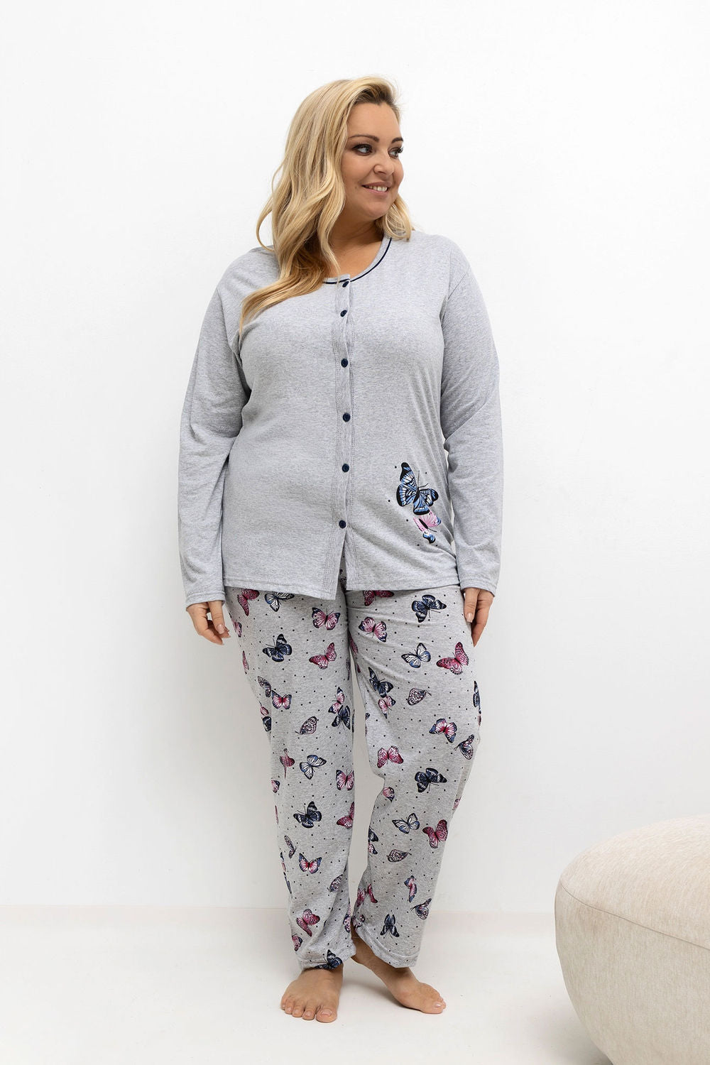 Piżama Plus Size DU-PI-FP-504.17 – szary – zdjęcie 2