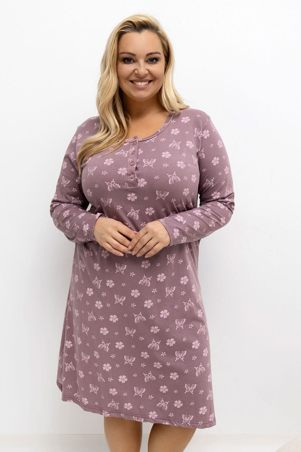 Koszula Plus Size DU-KN-FP-603.15P – ciemny różowy