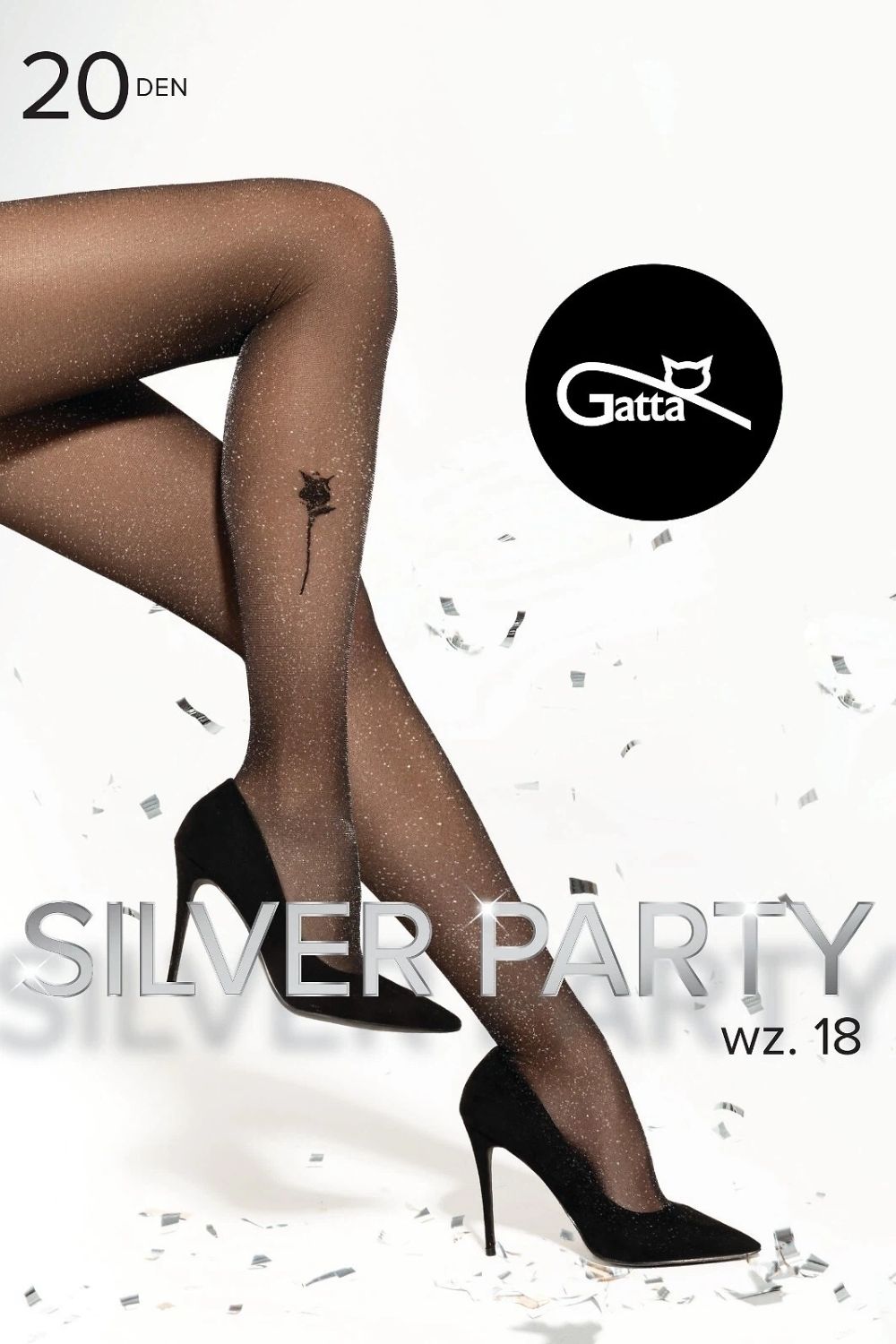 Rajstopy Party wz.18 Nero – srebrny