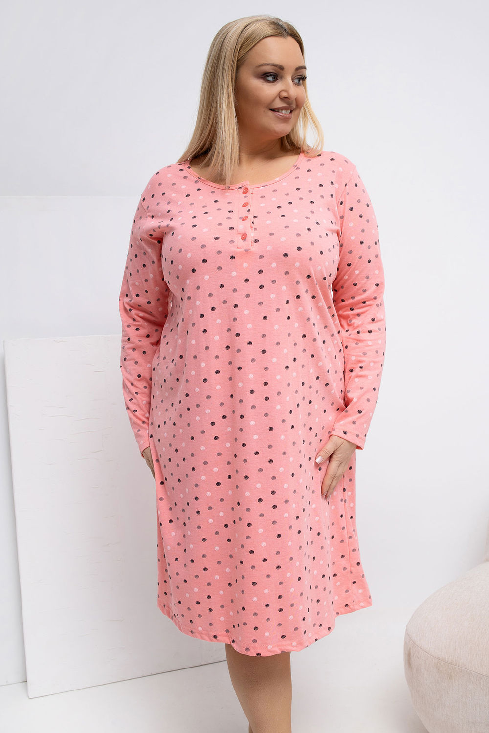 Koszula Plus Size DU-KN-FP-607.04P Brzoskwinia