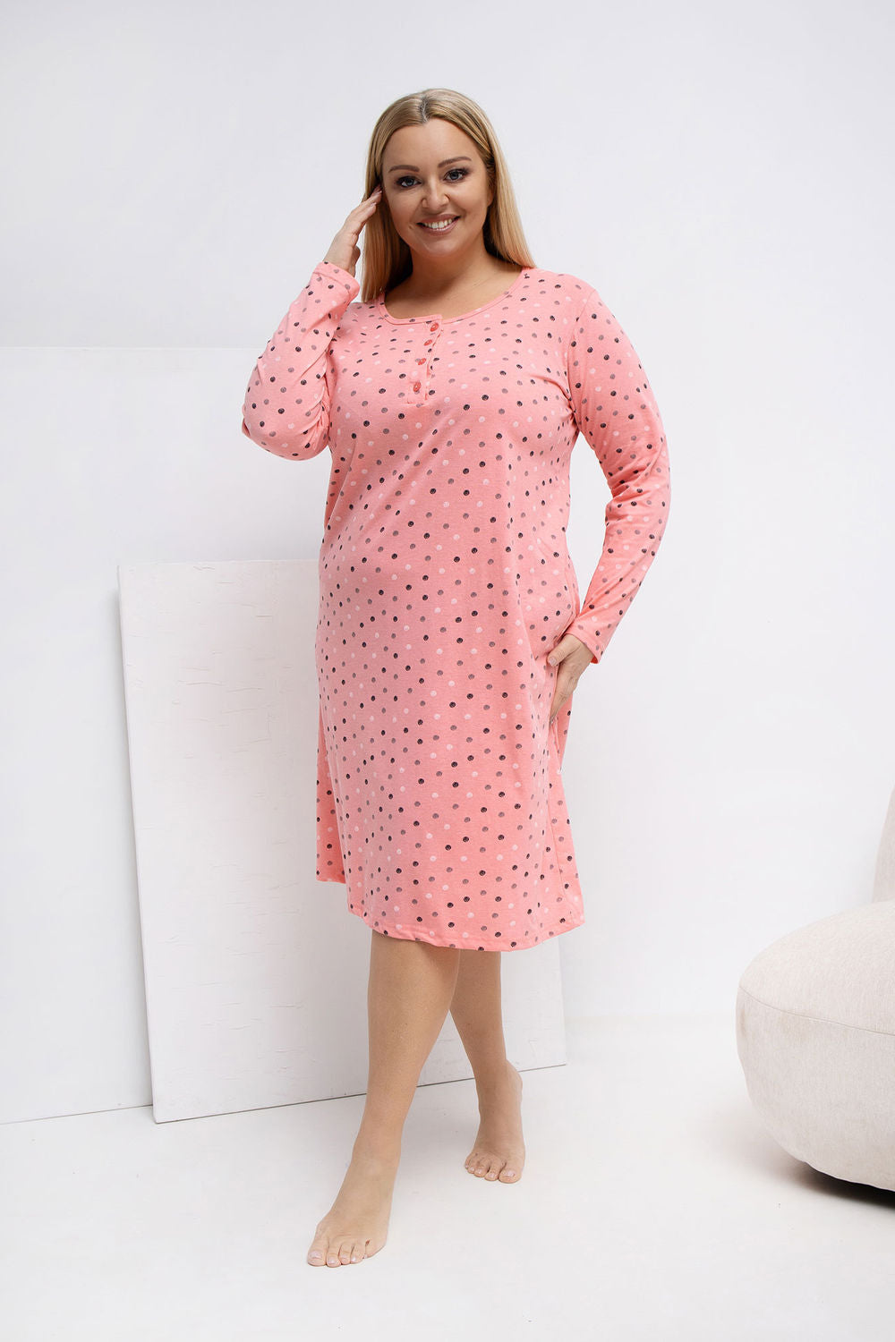 Koszula Plus Size DU-KN-FP-607.04P Brzoskwinia – zdjęcie 2