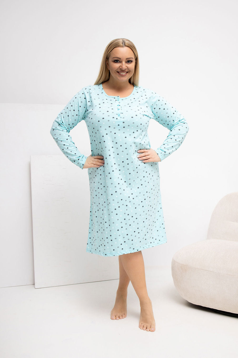 Koszula Plus Size DU-KN-FP-607.04P – miętowy – zdjęcie 2