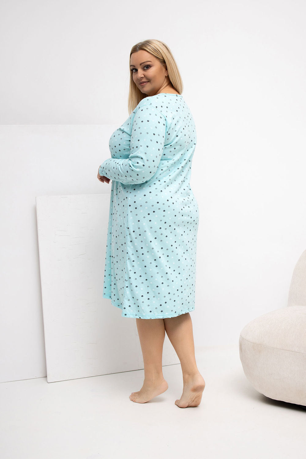 Koszula Plus Size DU-KN-FP-607.04P – miętowy – zdjęcie 3