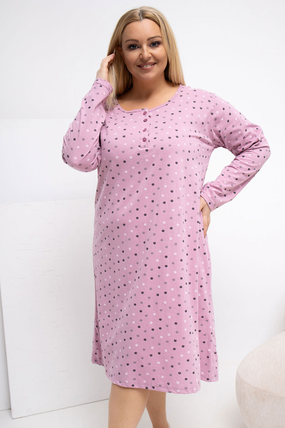 Koszula Plus Size DU-KN-FP-607.04P – ciemny różowy