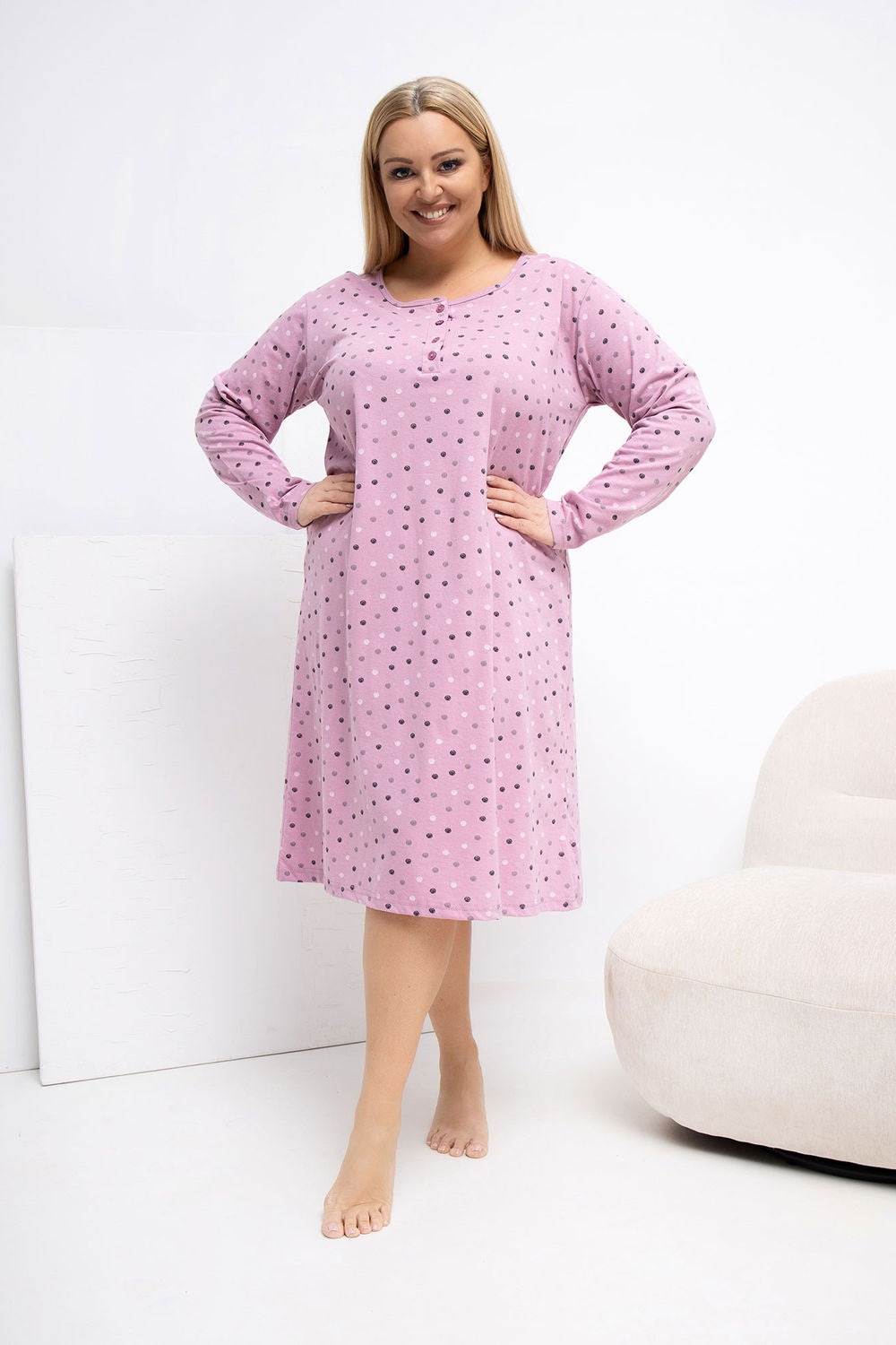 Koszula Plus Size DU-KN-FP-607.04P – ciemny różowy – zdjęcie 2