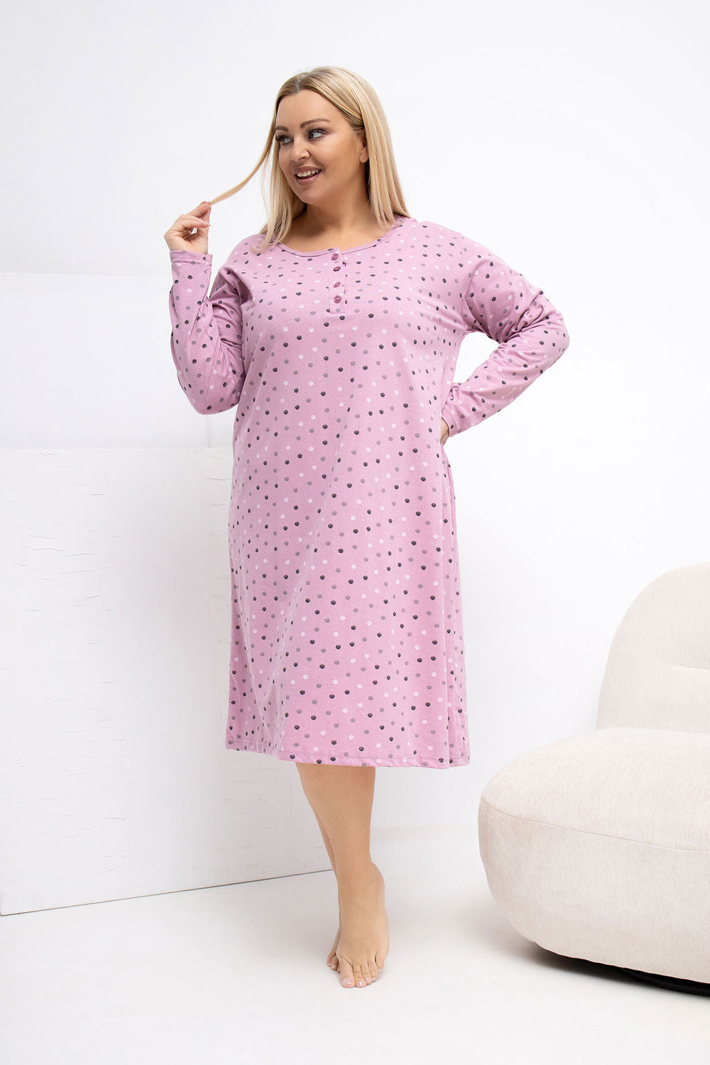 Koszula Plus Size DU-KN-FP-607.04P – ciemny różowy – zdjęcie 4