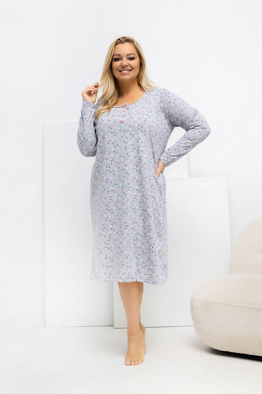Koszula Plus Size DU-KN-FP-602.15 – szary – zdjęcie 2