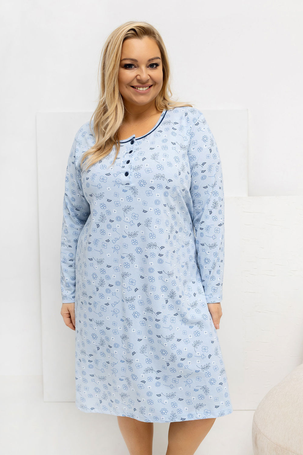Koszula Plus Size DU-KN-FP-604.10 – jasny niebieski