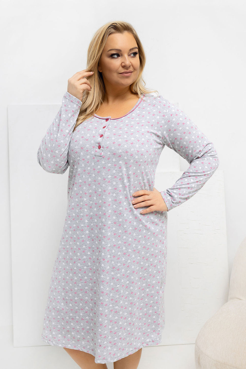 Koszula Plus Size DU-KN-FP-605.69 – szary