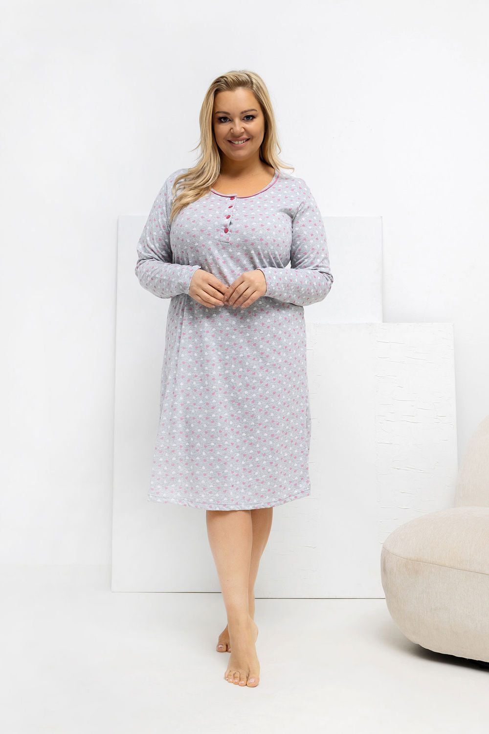 Koszula Plus Size DU-KN-FP-605.69 – szary – zdjęcie 2