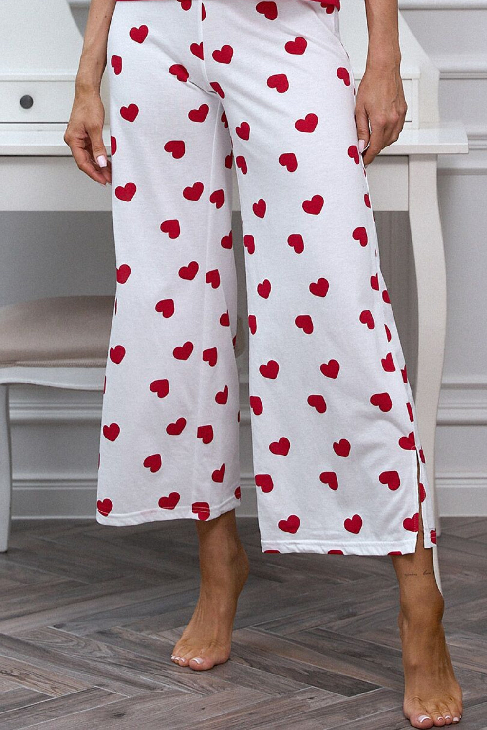Piżama Valentine – czerwony biały – zdjęcie 2