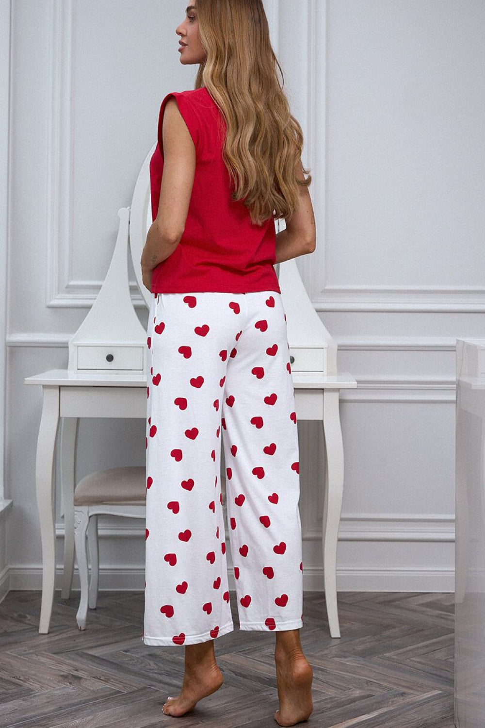 Piżama Valentine – czerwony biały – zdjęcie 3