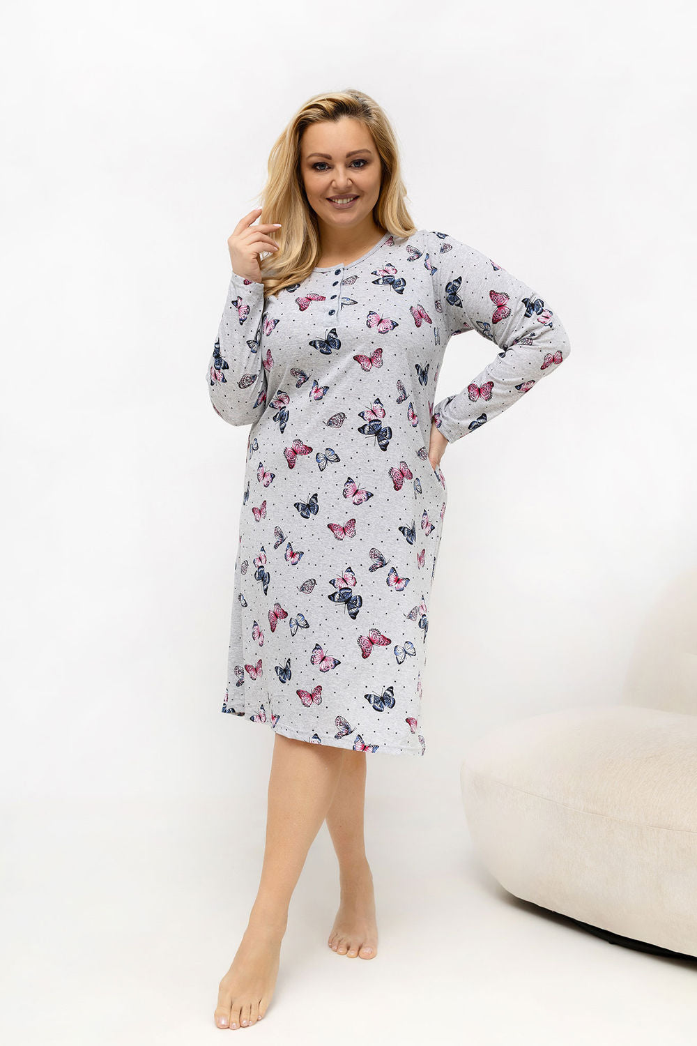Koszula Plus Size DU-KN-FP-601.85 – szary
