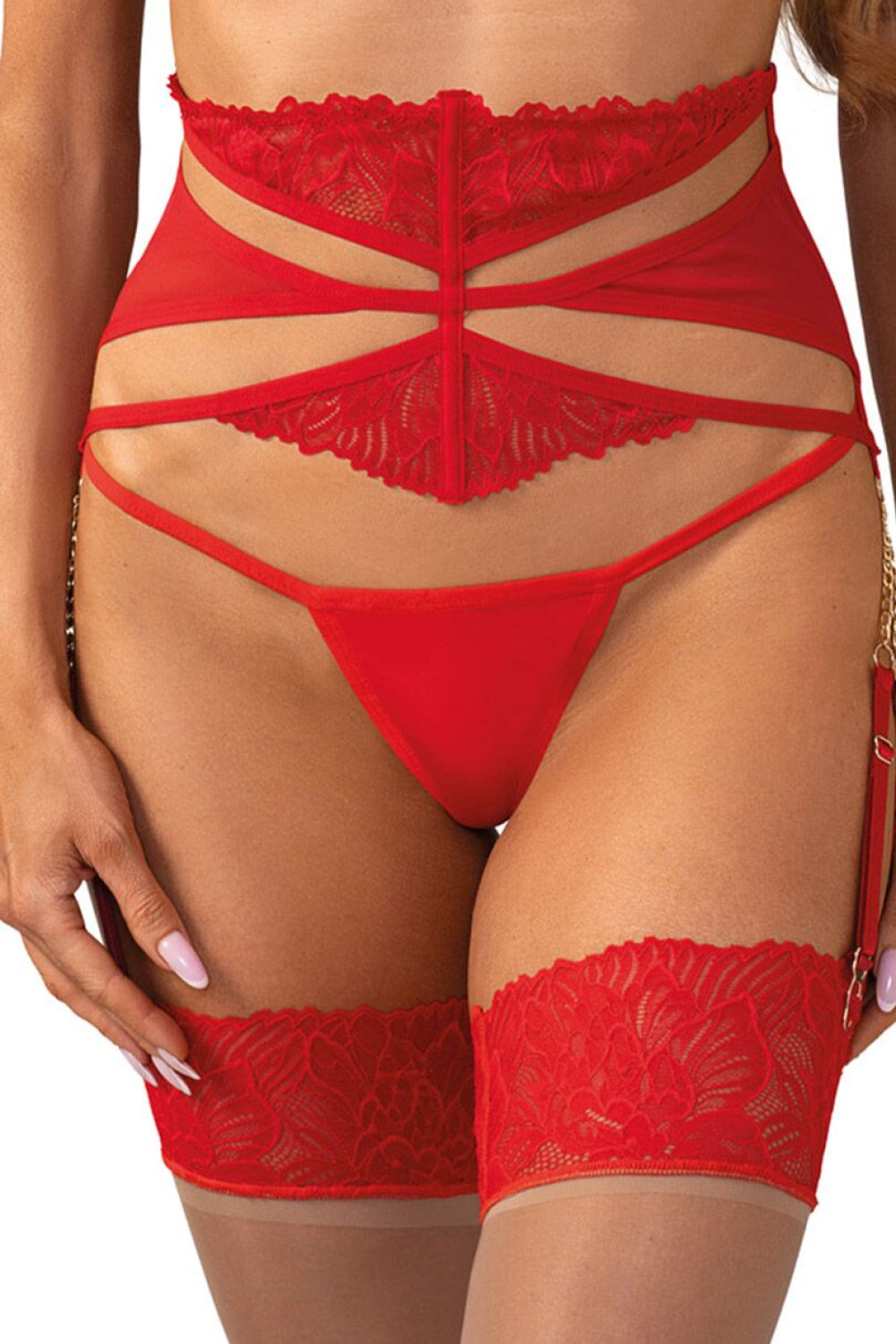 Pas do pończoch Matildea – czerwony