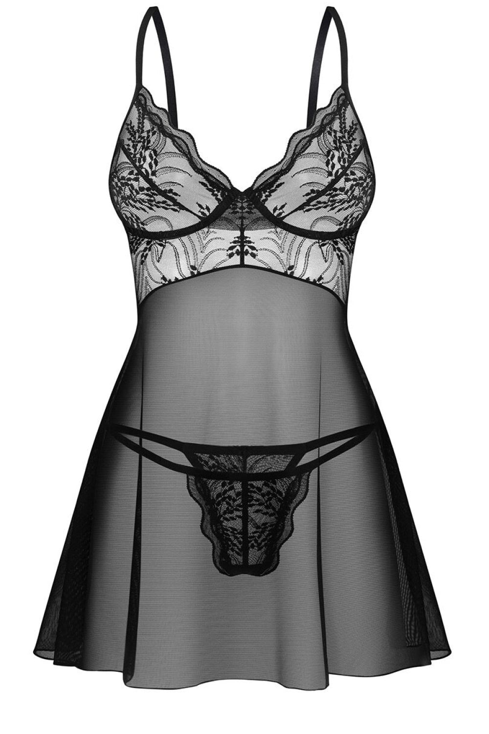 Komplet Perisia Babydoll – czarny – zdjęcie 2