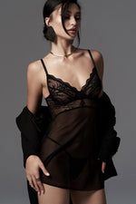 Komplet Perisia Babydoll – czarny – zdjęcie 4