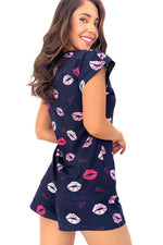 Piżama Kiss Short – granatowy wzór – zdjęcie 3