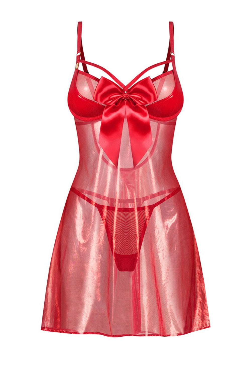 Komplet Babydoll Gifty – czerwony – zdjęcie 4