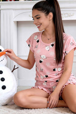 Piżama Snowman Short Pudrowy Róż – wzór – zdjęcie 4