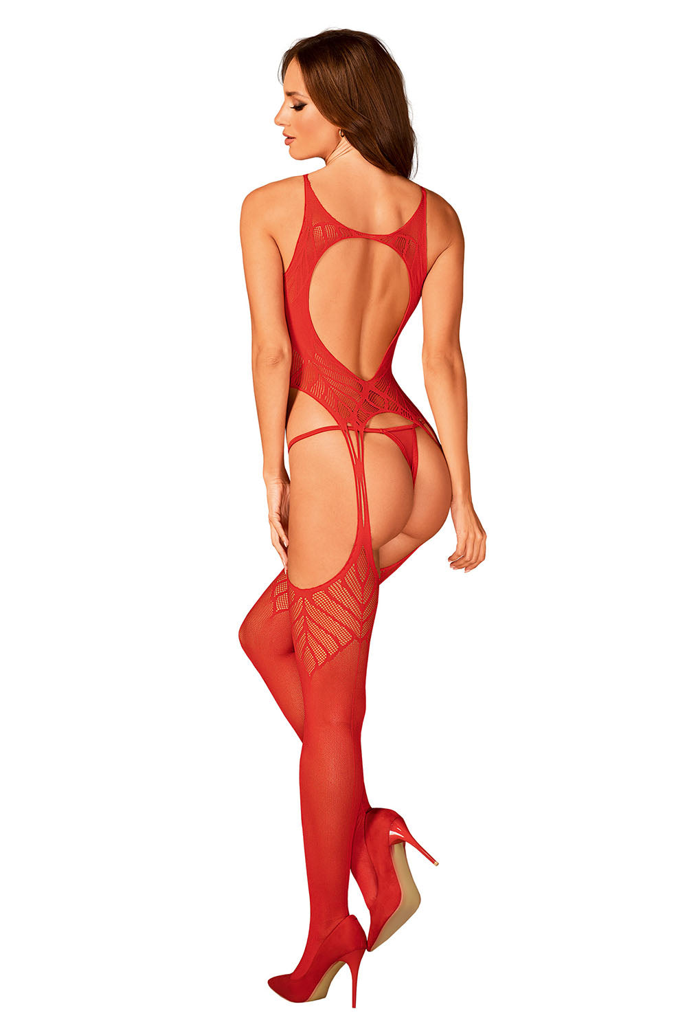 Bodystocking N122 – czerwony – zdjęcie 2